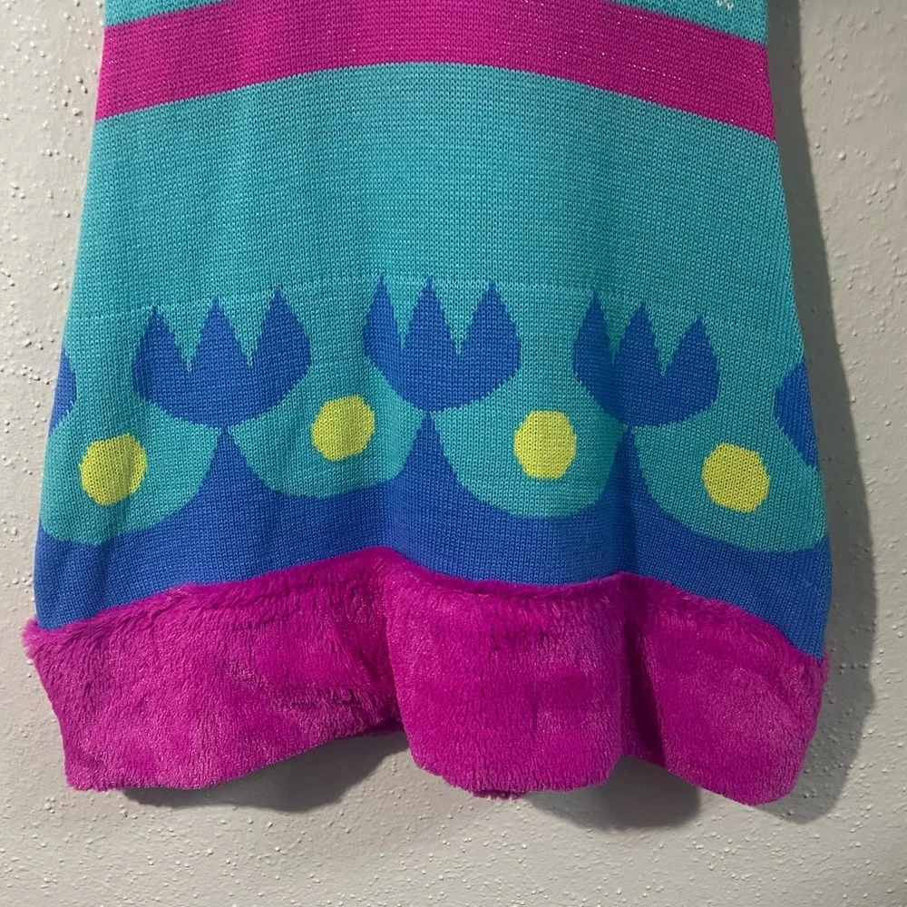 Trolls World Tour Trolls Girl's Poppy Sweater Knit Dress (Blue/Pink, 7-8) - Picture 6 of 14